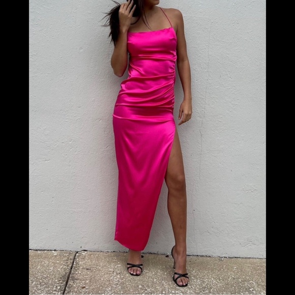 SER.O.YA Celino Maxi Dress Silk Blend Fuchia Purple/Hot Pink Size M - NWT - Picture 6 of 16